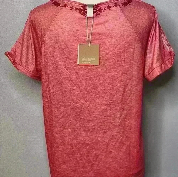 NWT NoraCora Women's cold shoulder short sleeve button front blouse size L - Picture 6 of 8